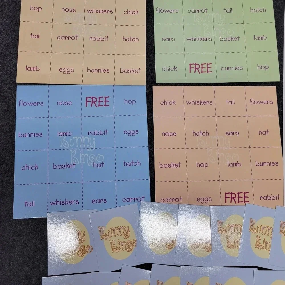 Cute Vintage Easter Bingo Game Kids Fun Play Time